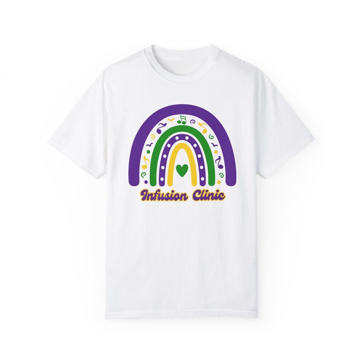 Infusion Clinic Mardi Gras T Shirt Rainbow Design