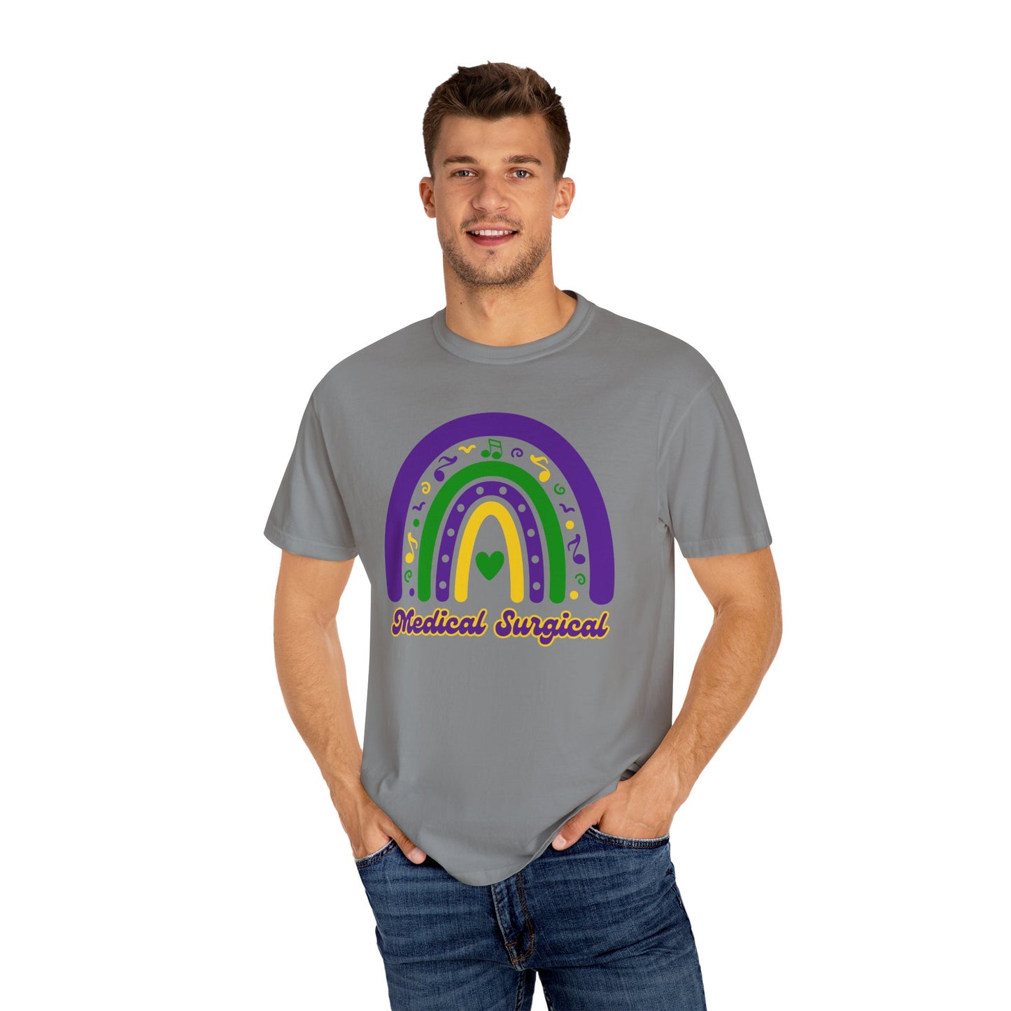 Medical Surgical Nurse Mardi Gras T Shirt Rainbow Design