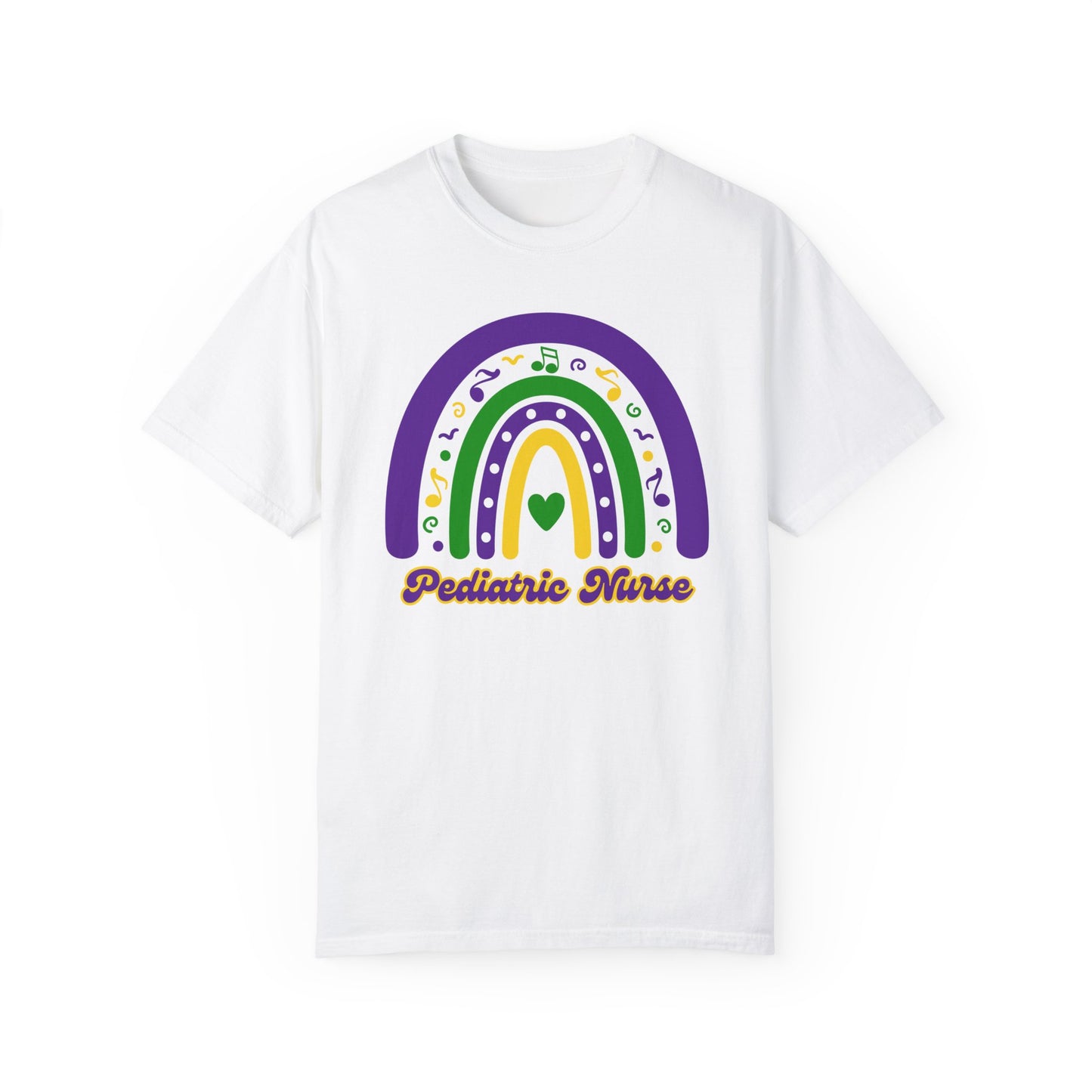 Pediatric Nurse Mardi Gras T Shirt Rainbow Design