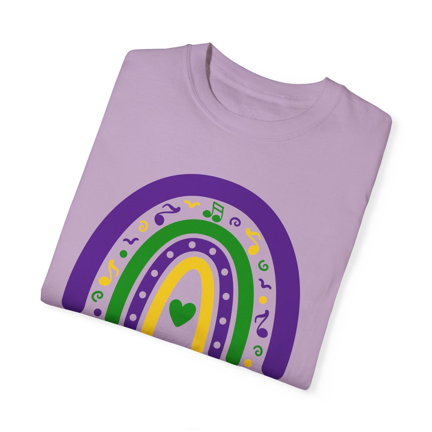 Heart Center Mardi Gras T Shirt Rainbow Design