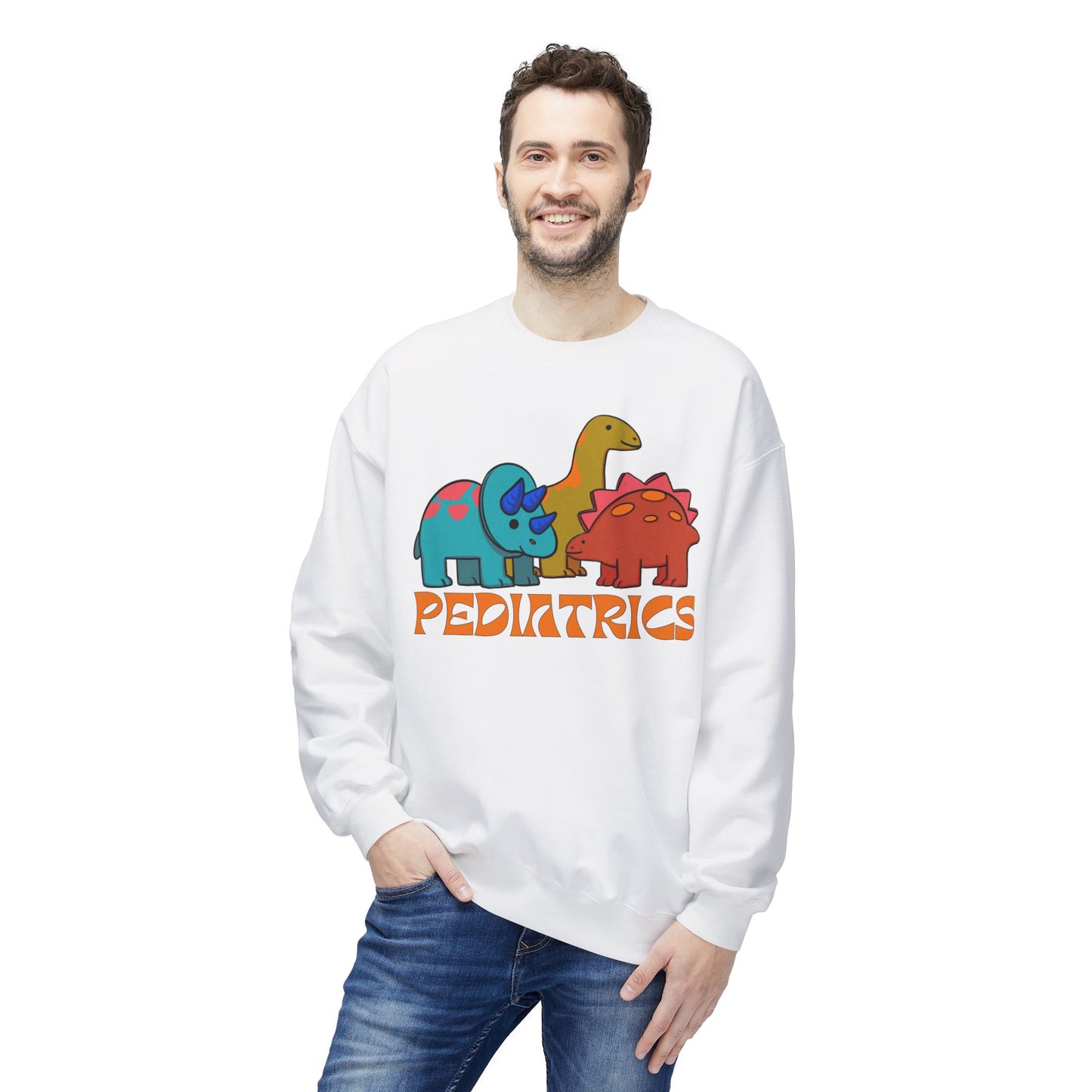 Pediatric Nurse Dinosaur Crew Neck Sweatshirt Peds Healthcare