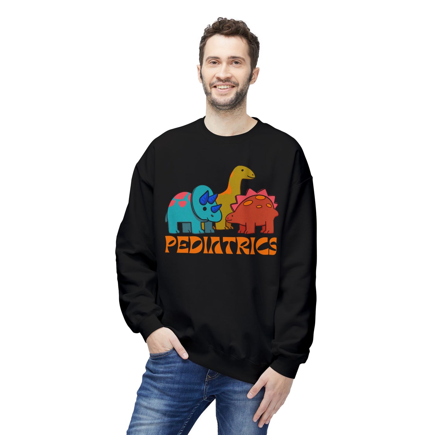 Pediatric Nurse Dinosaur Crew Neck Sweatshirt Peds Healthcare