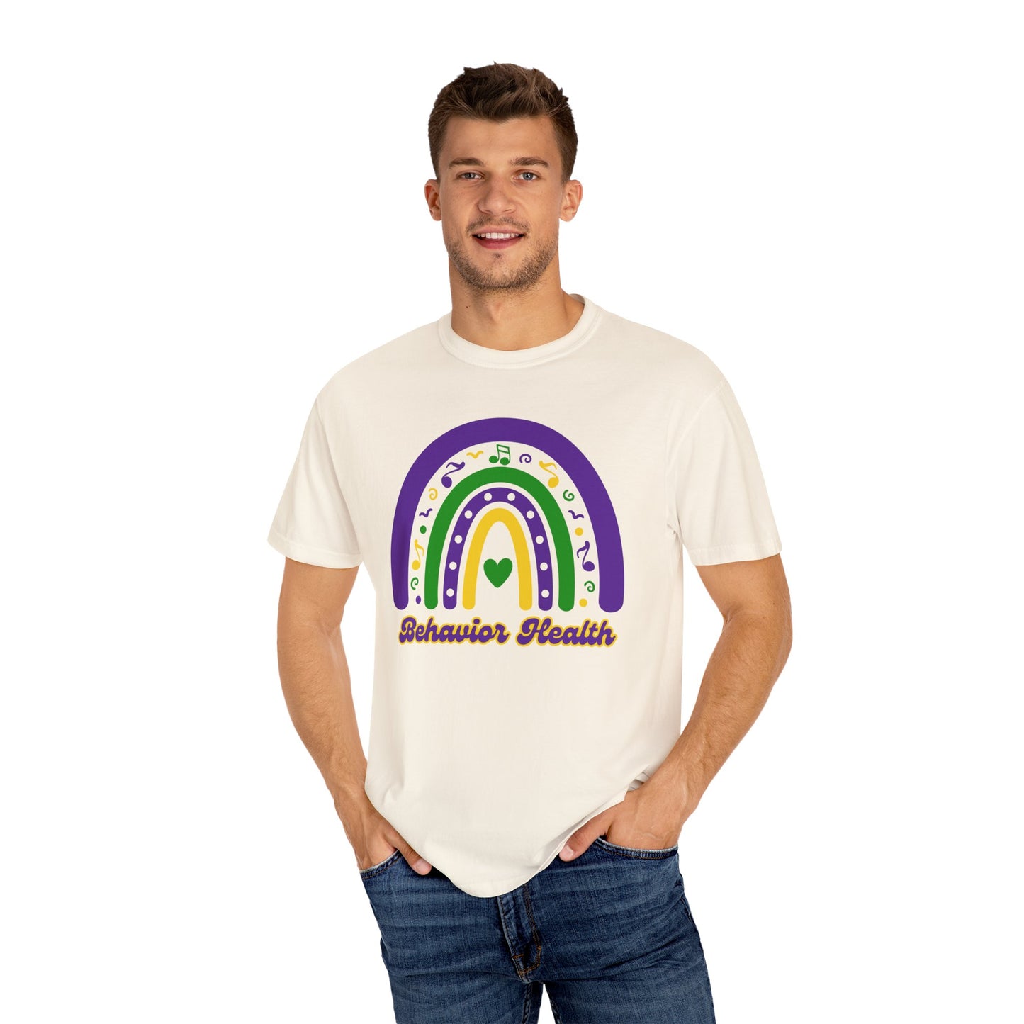 Behavior Health Mardi Gras T Shirt Rainbow Design