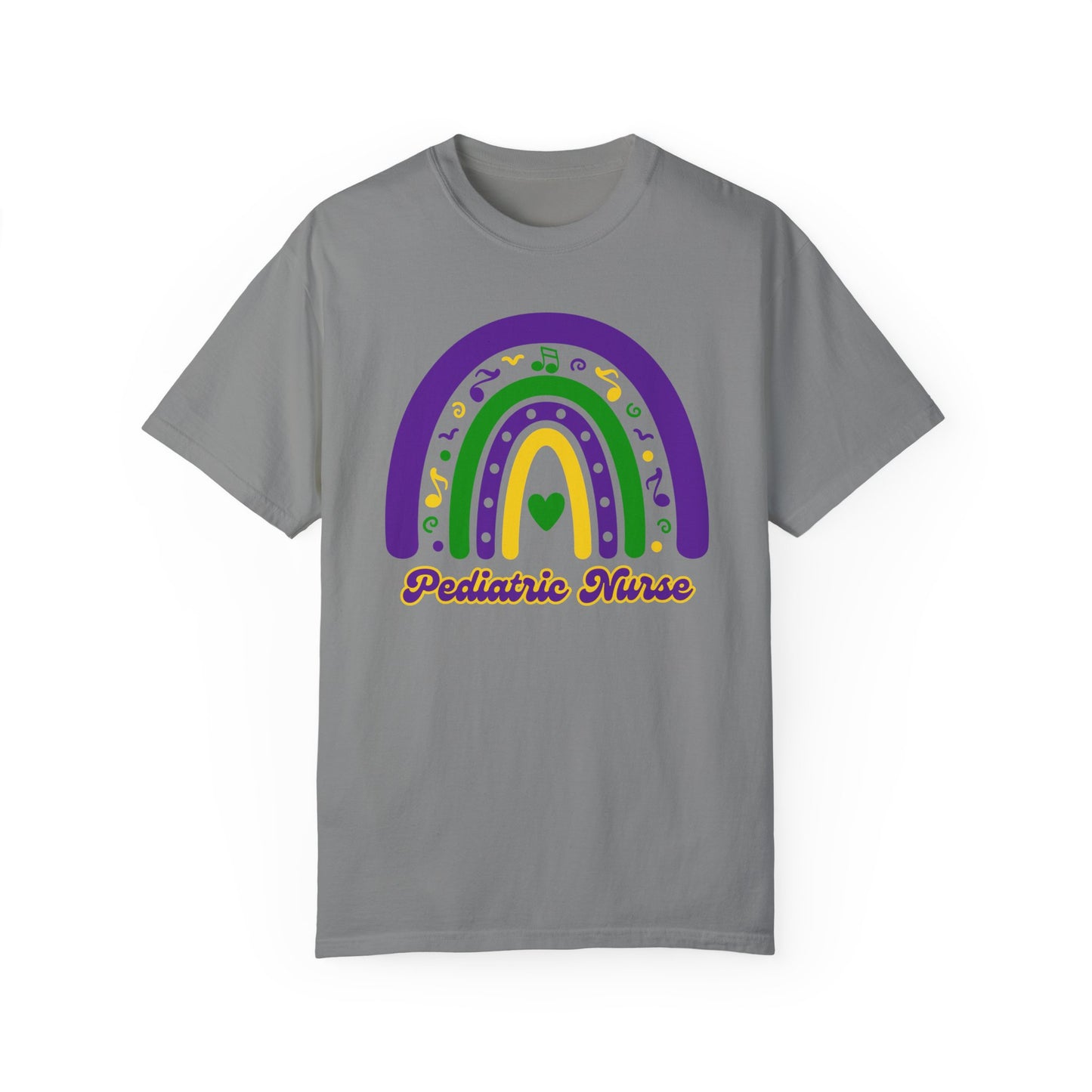 Pediatric Nurse Mardi Gras T Shirt Rainbow Design