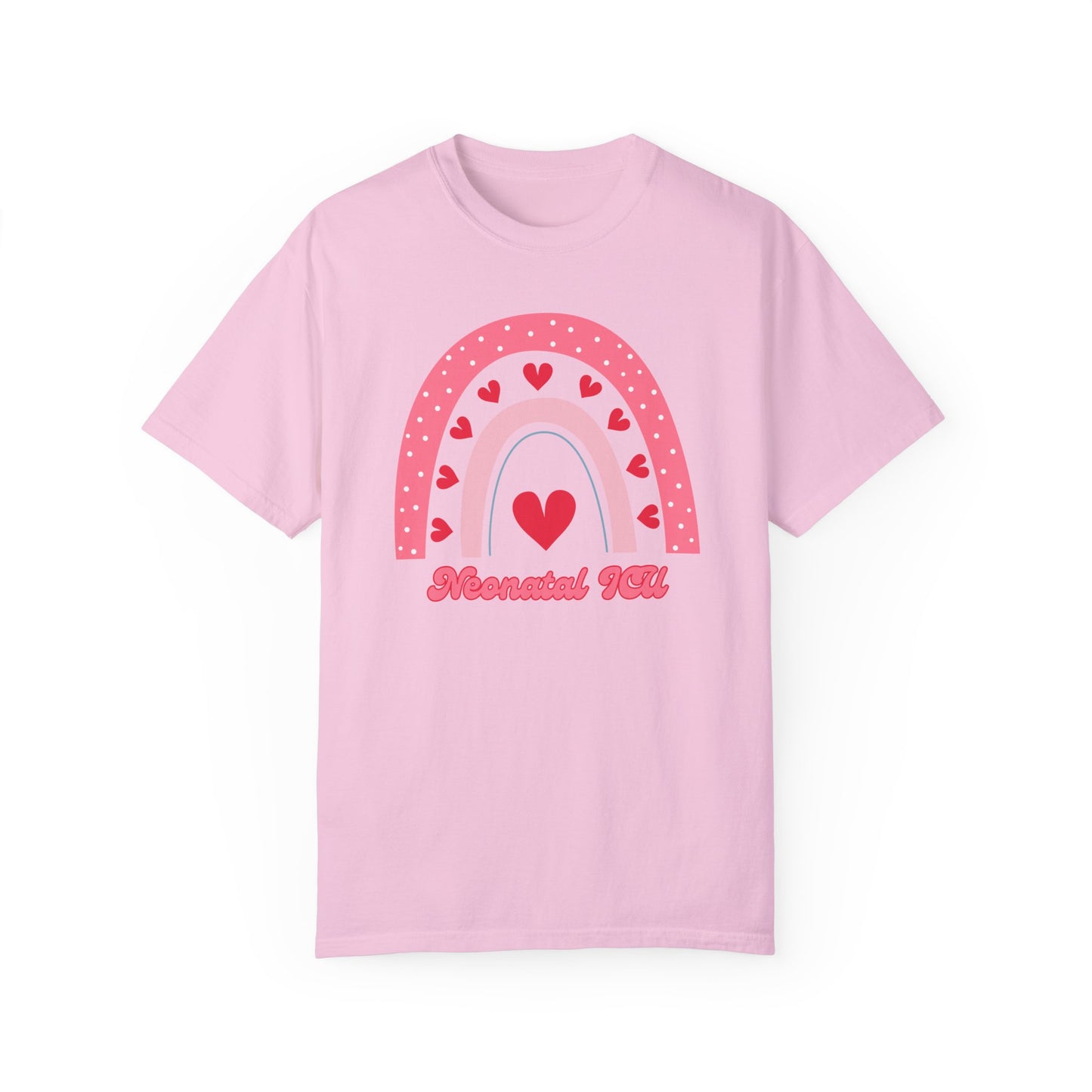 NICU Nurse Valentines Day T Shirt Rainbow Heart Design