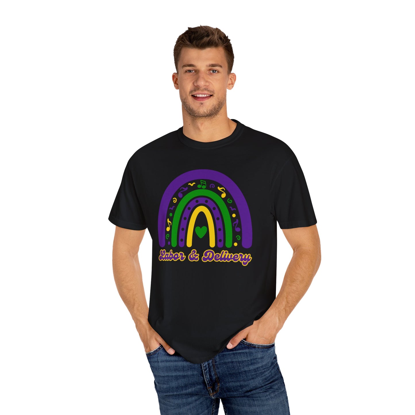 Labor & Delivery Mardi Gras T Shirt Rainbow Design