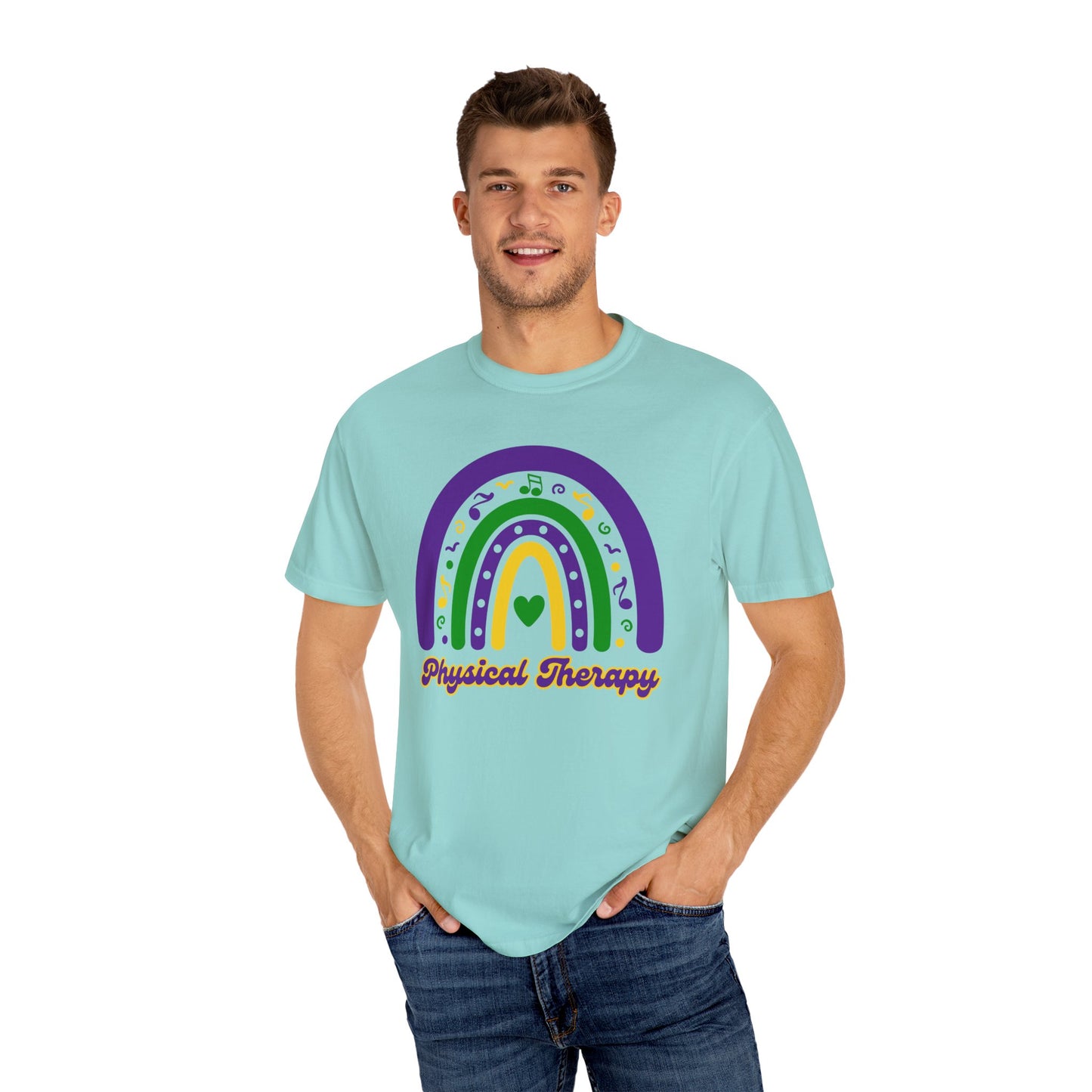 Physical Therapy Mardi Gras T Shirt Rainbow Design