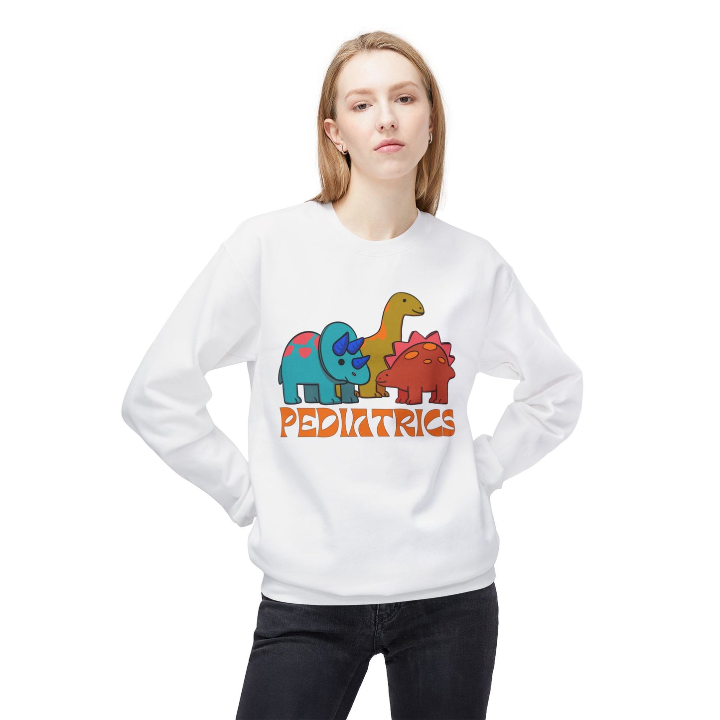 Pediatric Nurse Dinosaur Crew Neck Sweatshirt Peds Healthcare