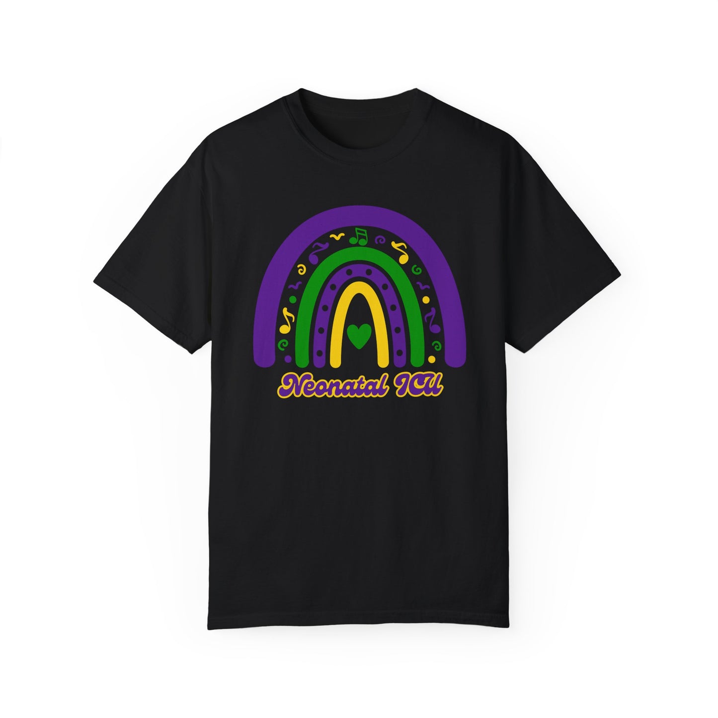 NICU Mardi Gras T Shirt Rainbow Design