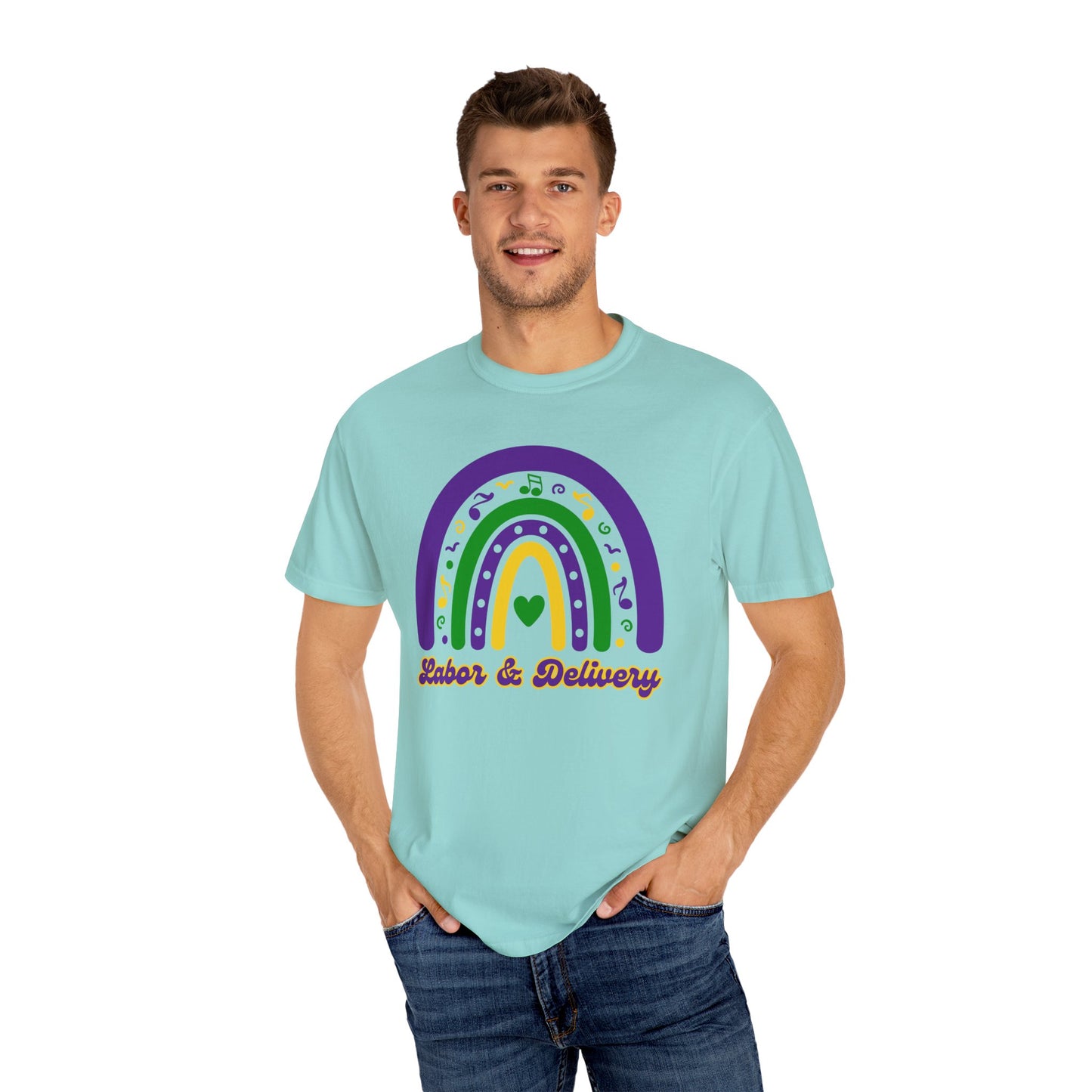 Labor & Delivery Mardi Gras T Shirt Rainbow Design