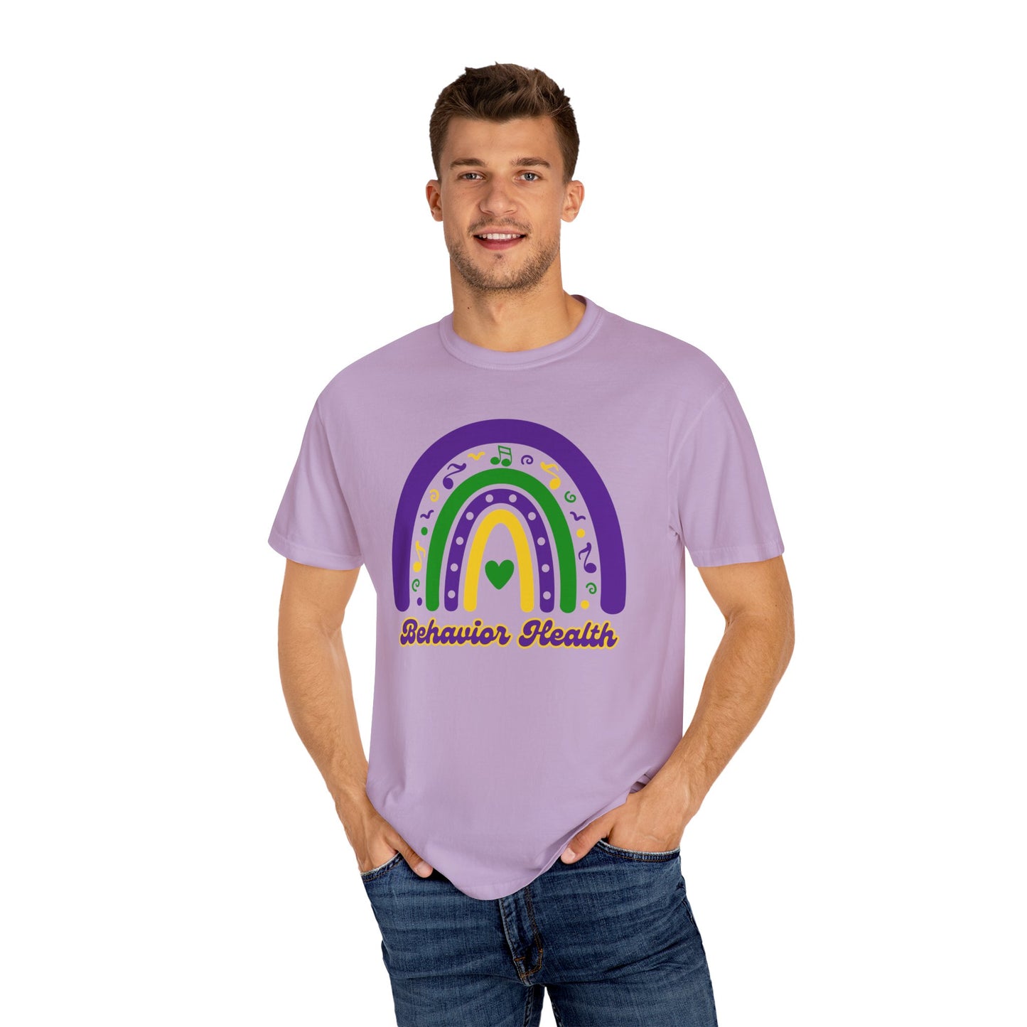 Behavior Health Mardi Gras T Shirt Rainbow Design