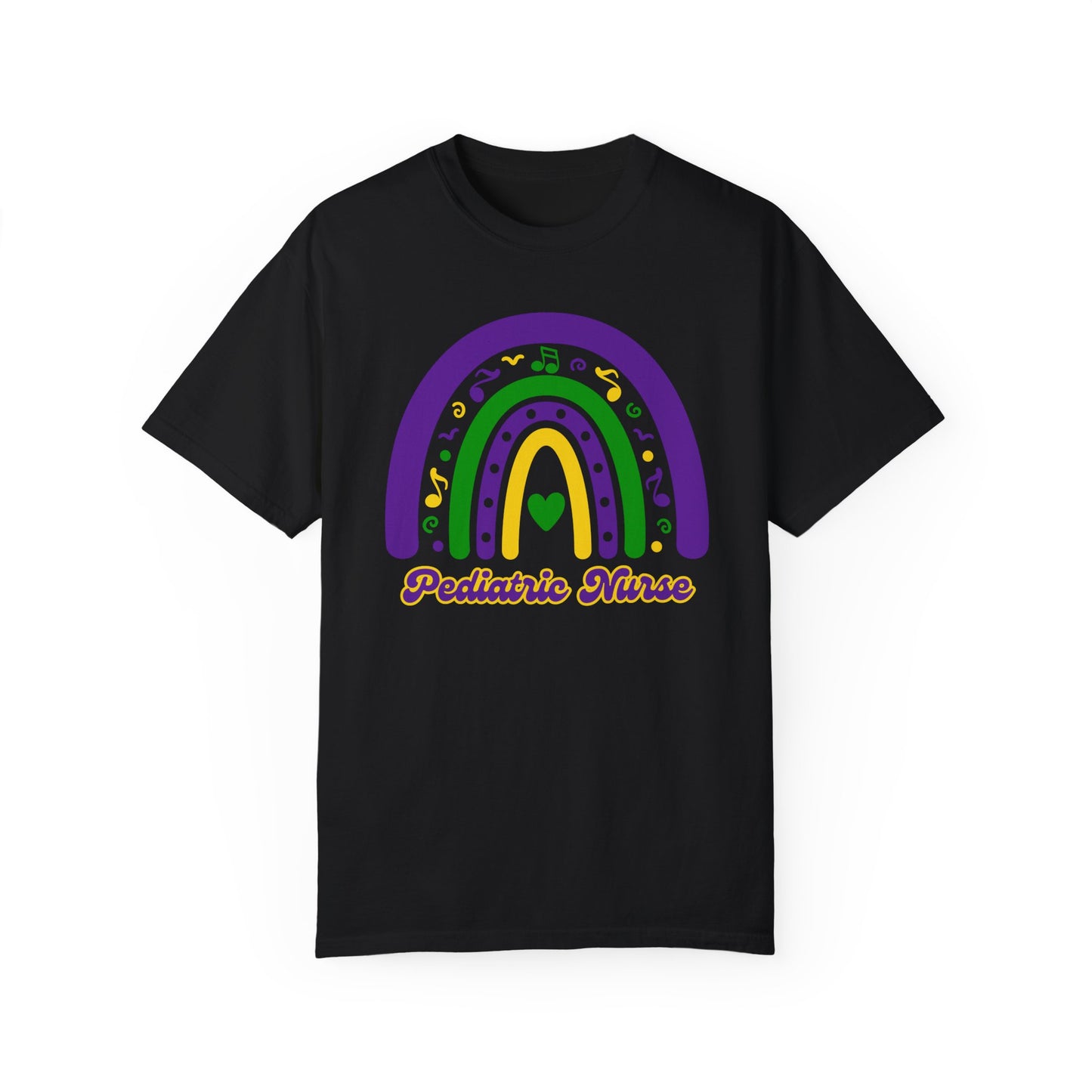 Pediatric Nurse Mardi Gras T Shirt Rainbow Design