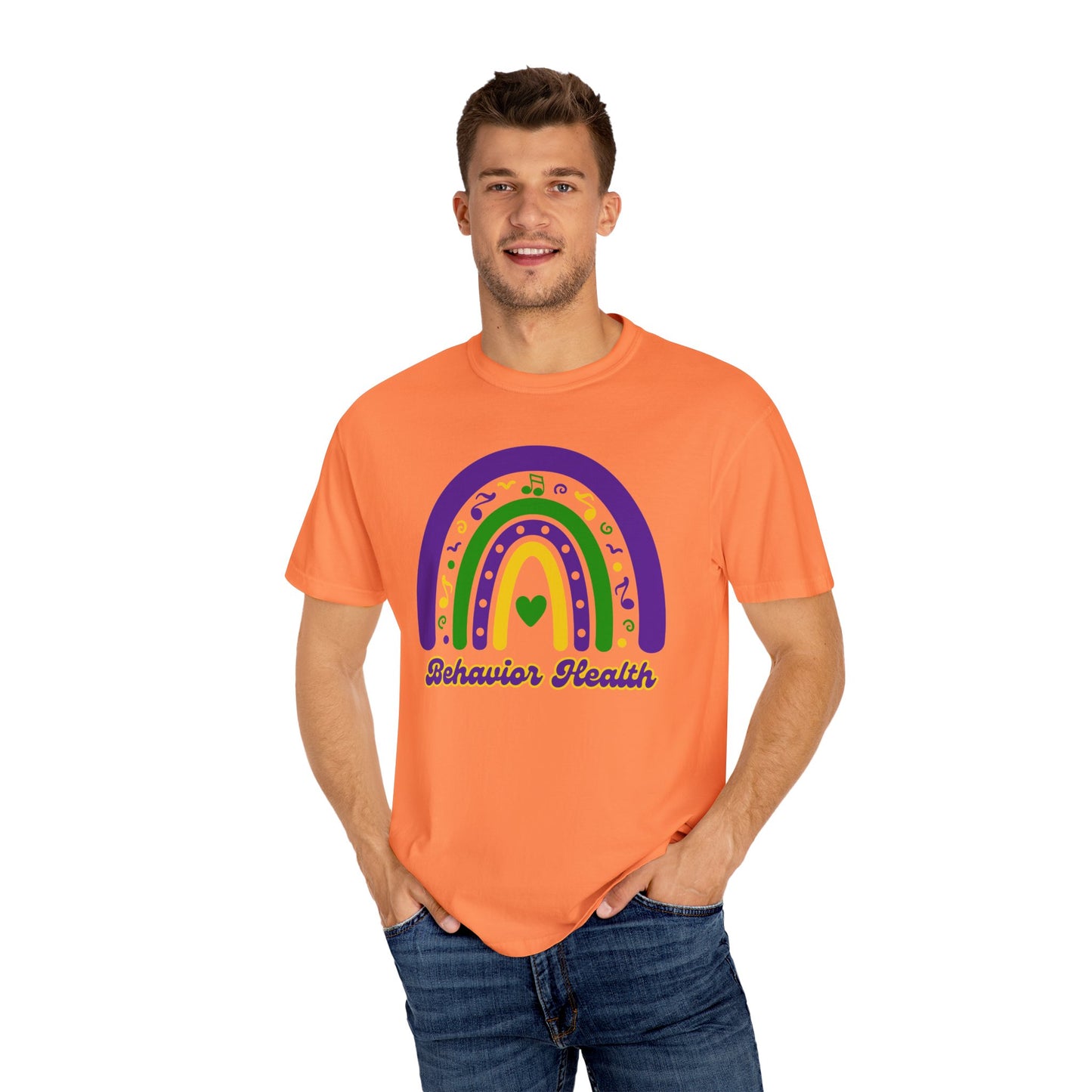 Behavior Health Mardi Gras T Shirt Rainbow Design