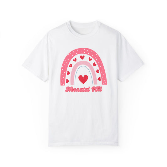 NICU Nurse Valentines Day T Shirt Rainbow Heart Design