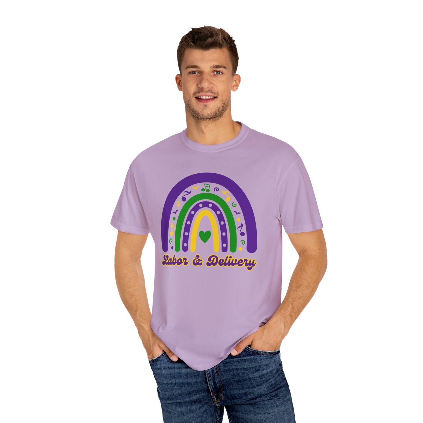 Labor & Delivery Mardi Gras T Shirt Rainbow Design