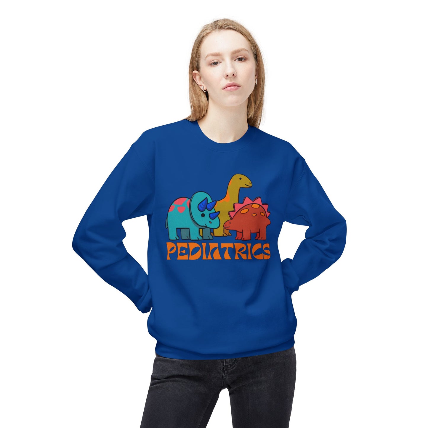 Pediatric Nurse Dinosaur Crew Neck Sweatshirt Peds Healthcare