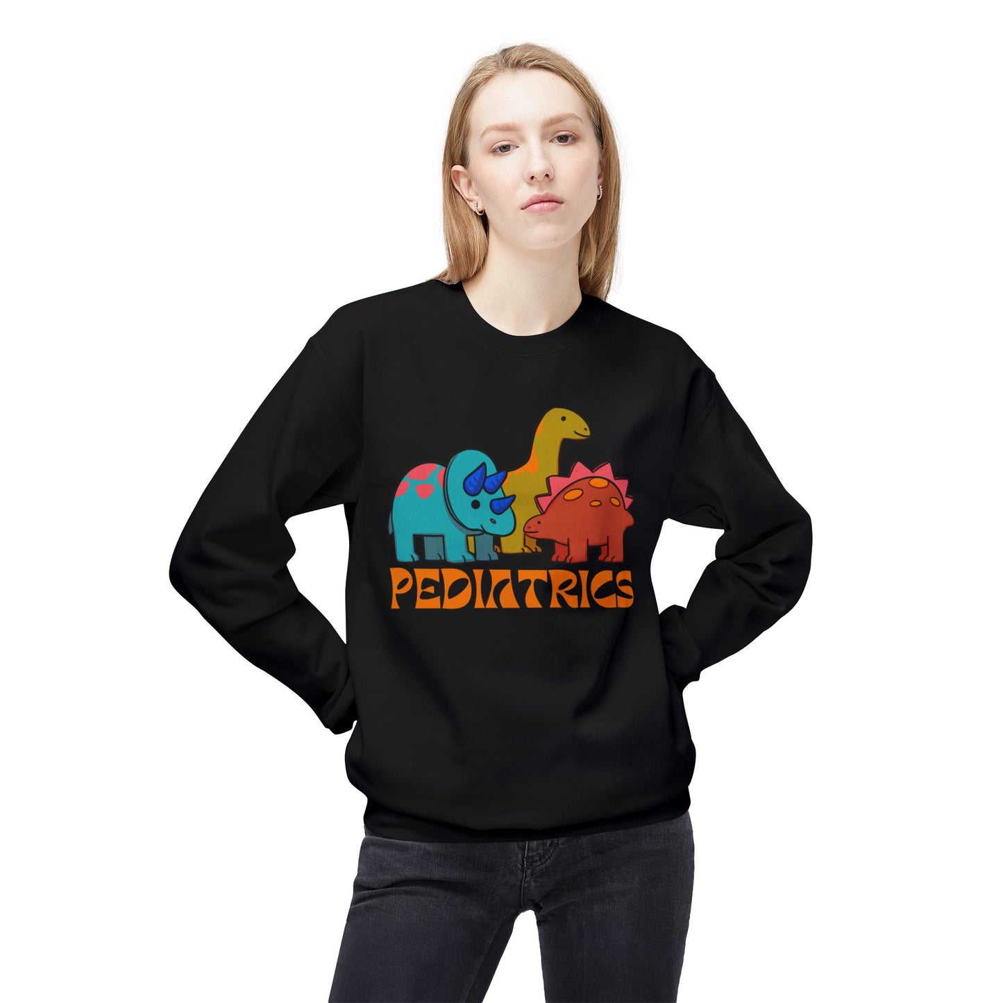 Pediatric Nurse Dinosaur Crew Neck Sweatshirt Peds Healthcare