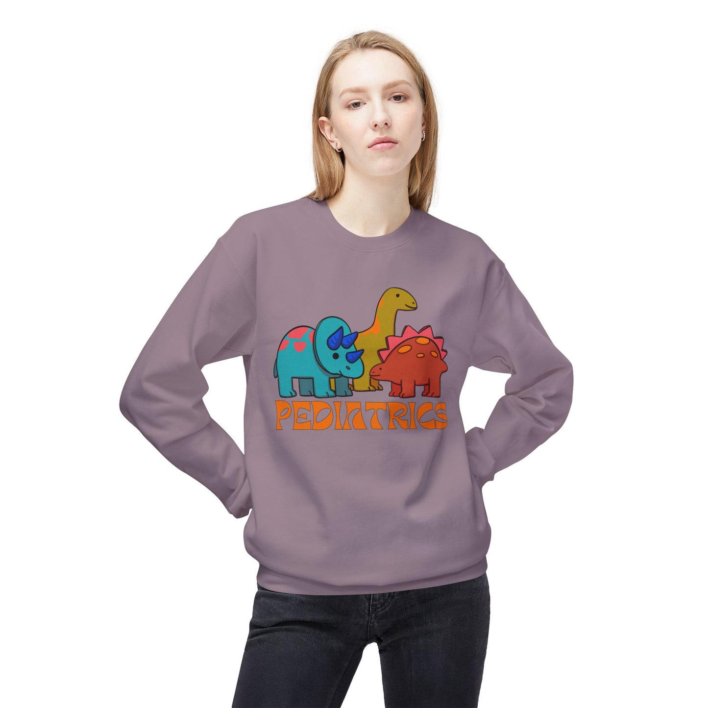 Pediatric Nurse Dinosaur Crew Neck Sweatshirt Peds Healthcare