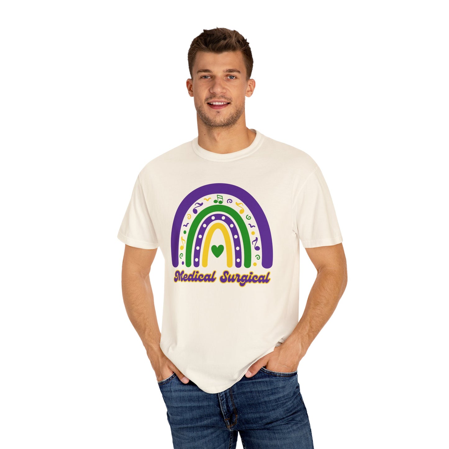 Medical Surgical Nurse Mardi Gras T Shirt Rainbow Design