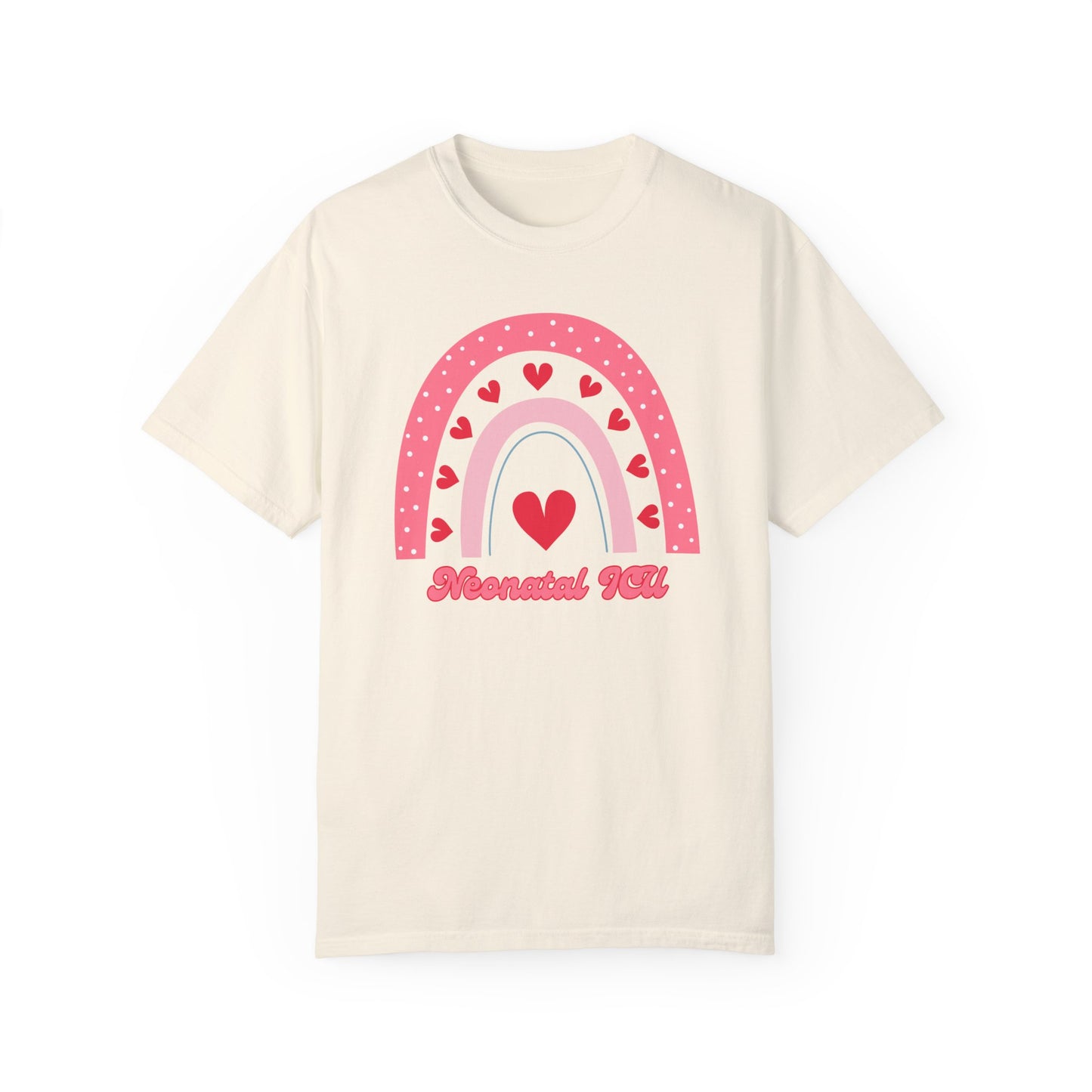 NICU Nurse Valentines Day T Shirt Rainbow Heart Design