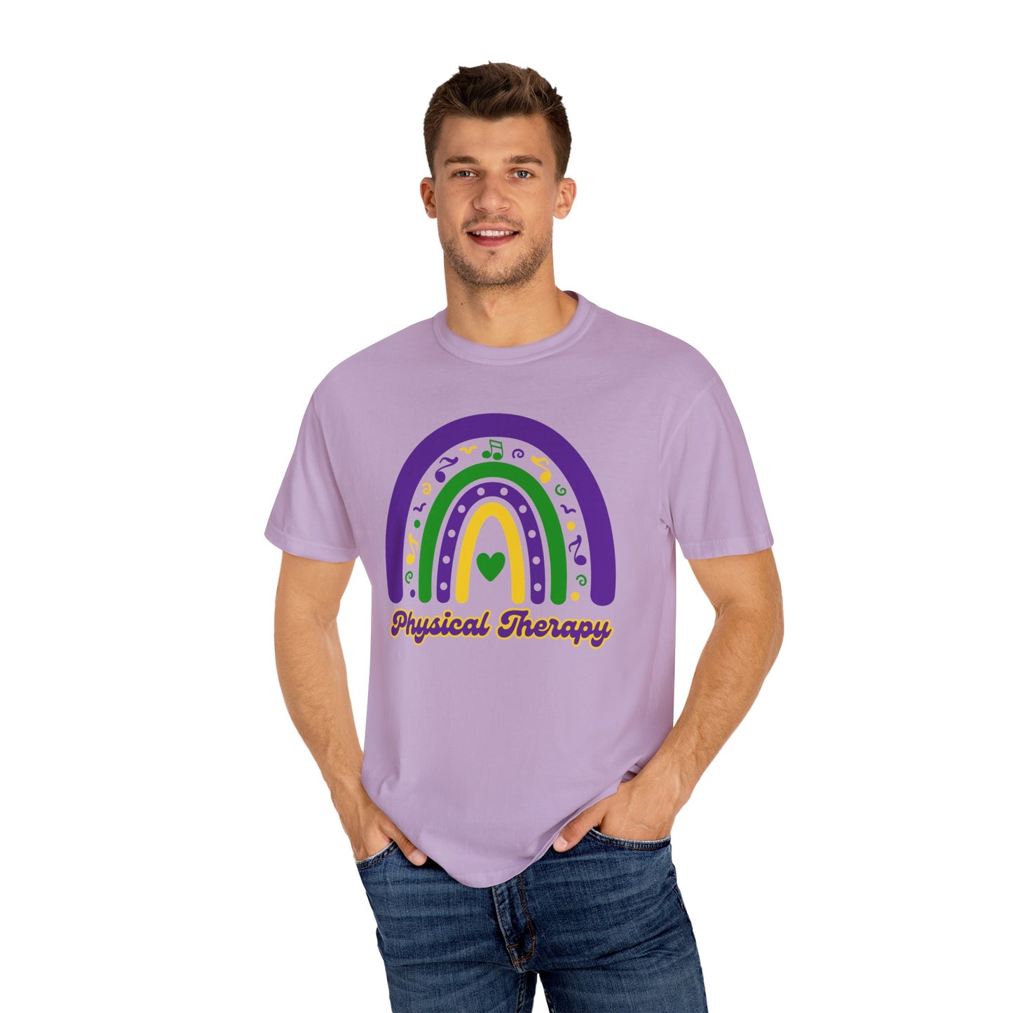 Physical Therapy Mardi Gras T Shirt Rainbow Design