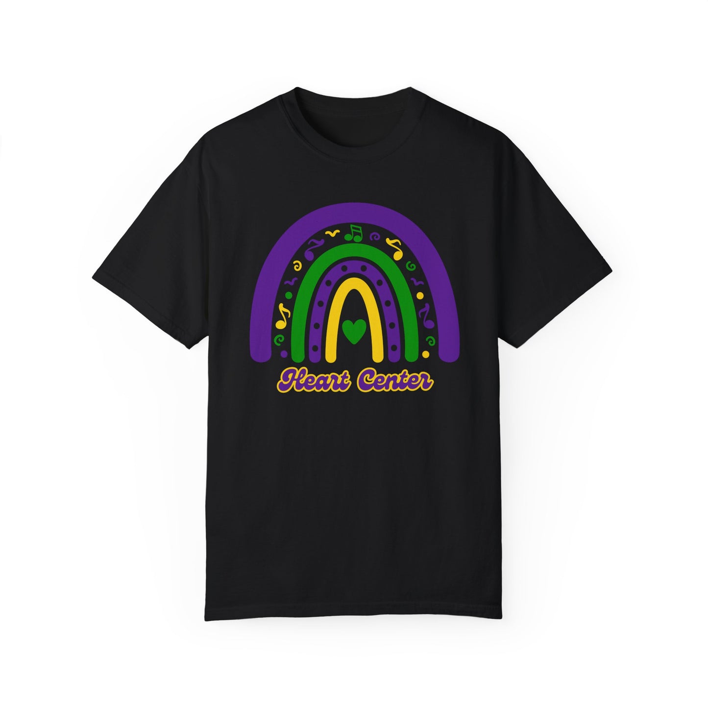 Heart Center Mardi Gras T Shirt Rainbow Design