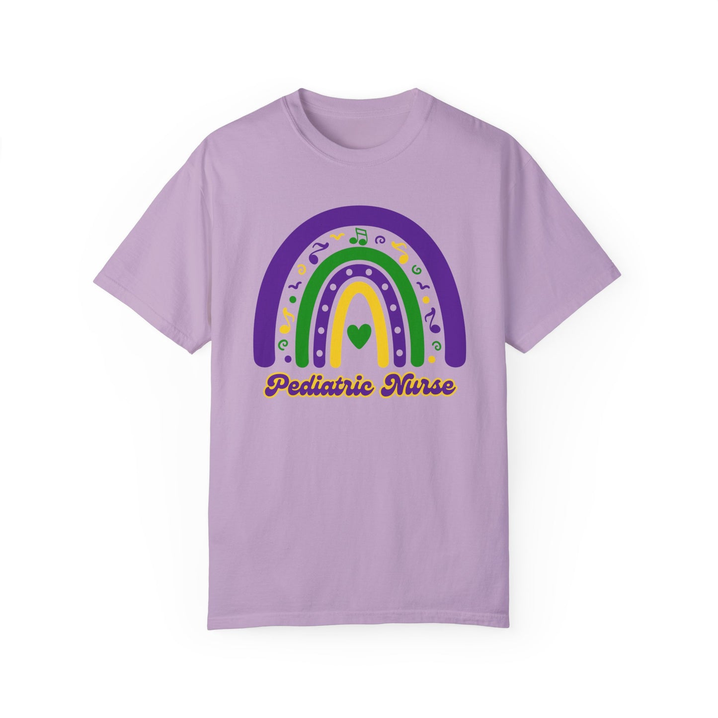 Pediatric Nurse Mardi Gras T Shirt Rainbow Design