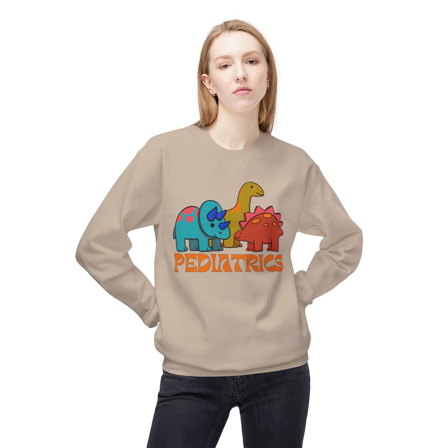 Pediatric Nurse Dinosaur Crew Neck Sweatshirt Peds Healthcare