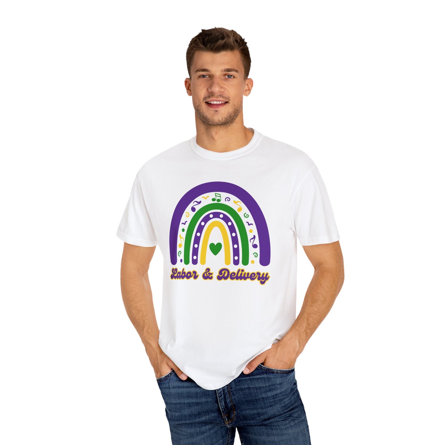 Labor & Delivery Mardi Gras T Shirt Rainbow Design