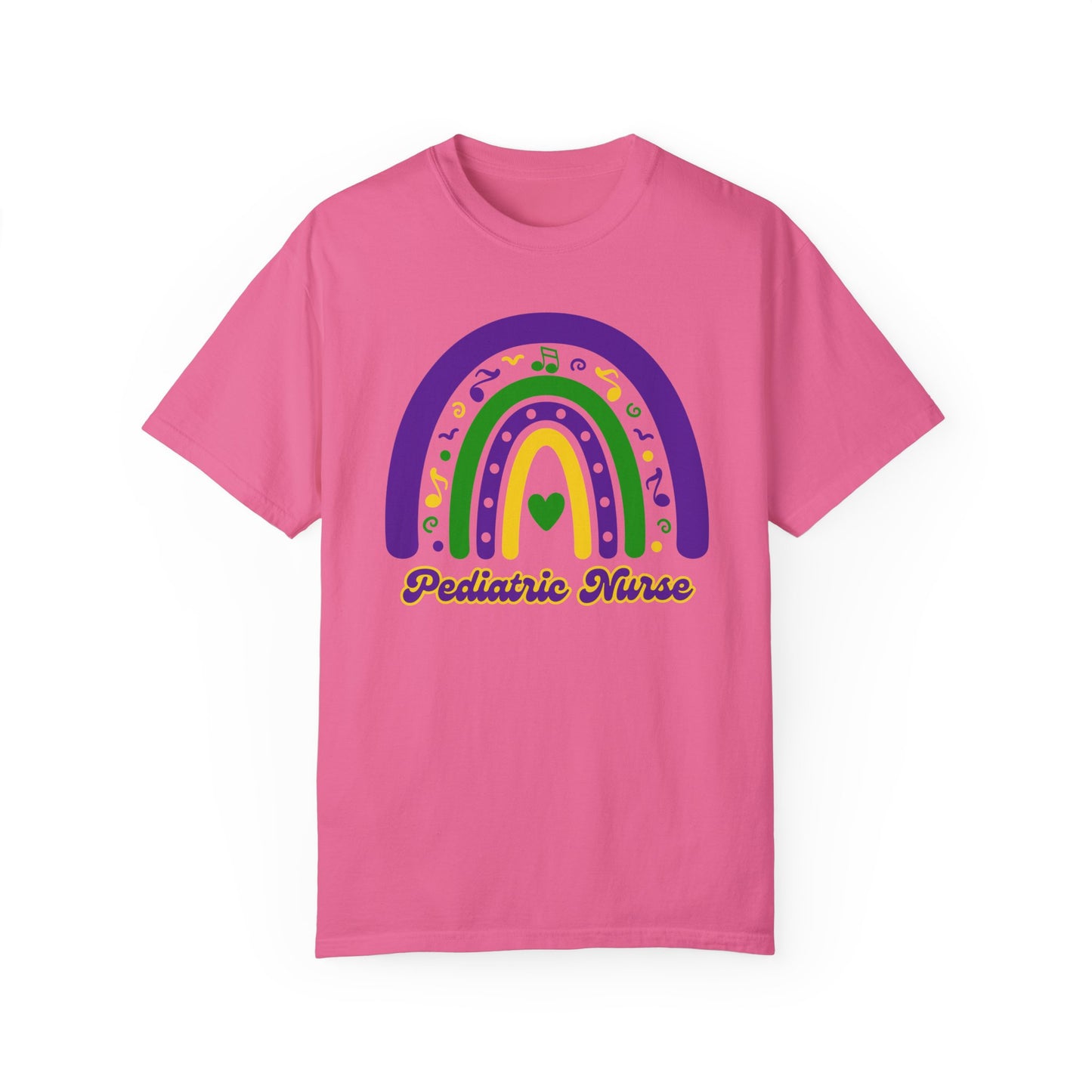 Pediatric Nurse Mardi Gras T Shirt Rainbow Design