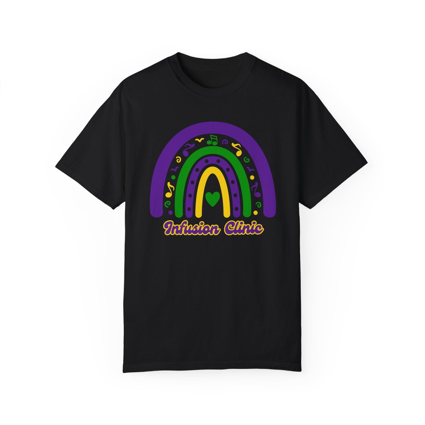 Infusion Clinic Mardi Gras T Shirt Rainbow Design