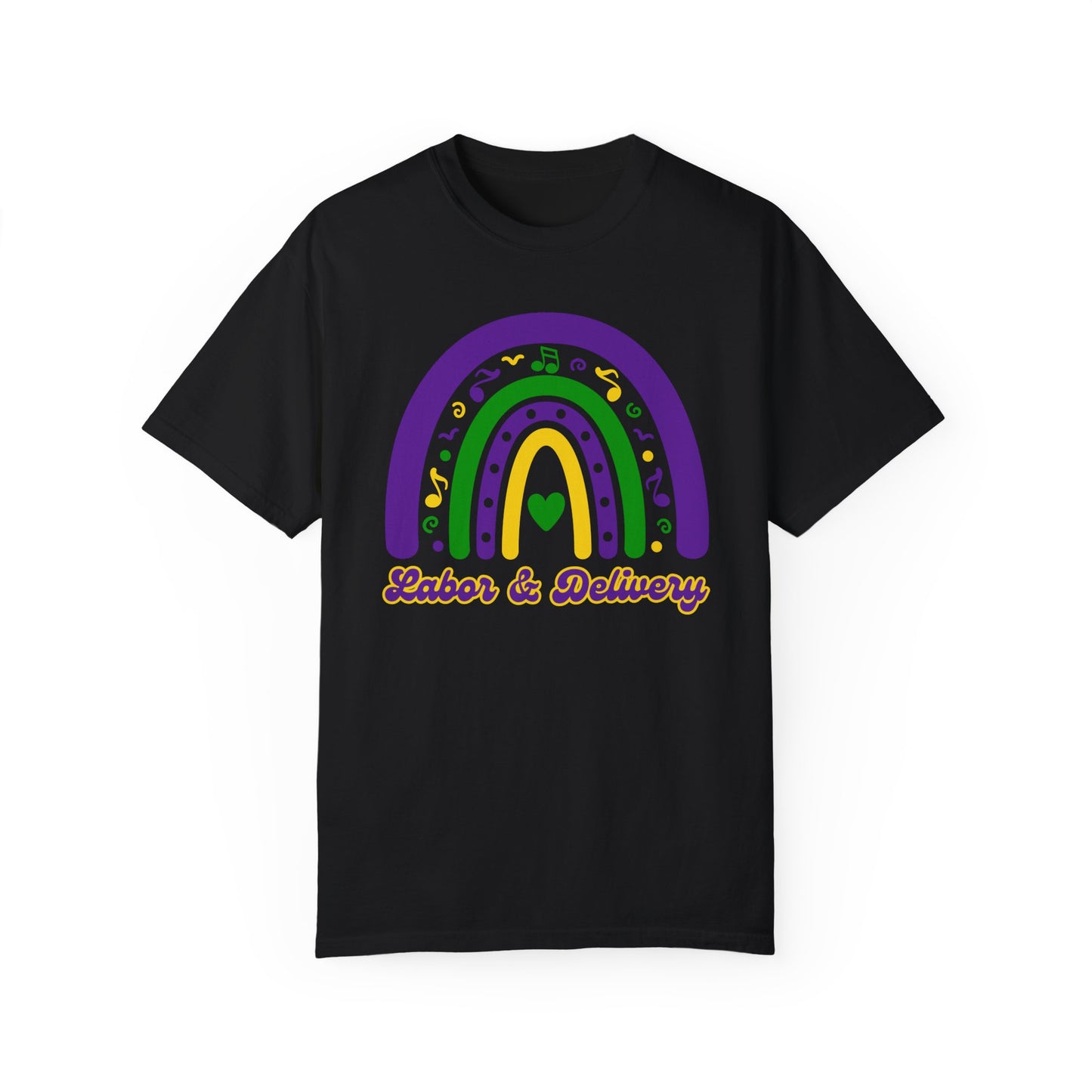 Labor & Delivery Mardi Gras T Shirt Rainbow Design