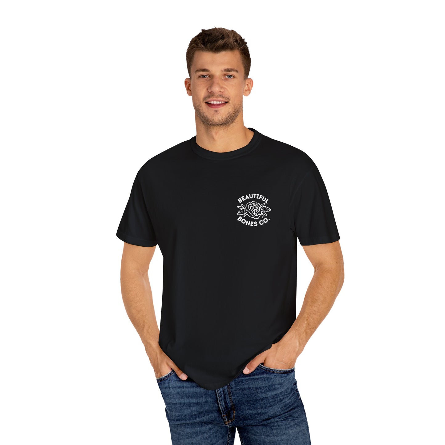 Find Someone Who Grows Flowers in the Darkest Parts of You Comfort Colors T Shirt White Lettering